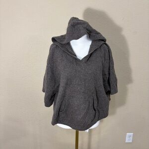 Subtle Luxury Womens Brown Hooded Poncho SZ S/M Cropped Casual Quiet Luxury